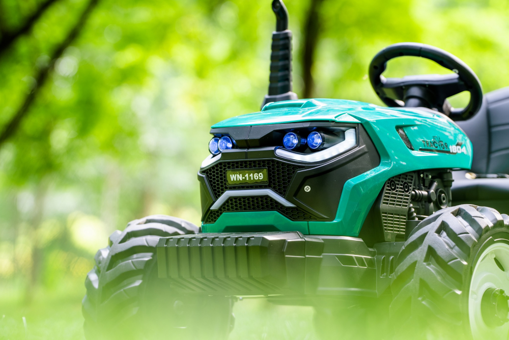 Tractoras electric pentru copii, Kinderauto 1804 90W 12V 10Ah cu remorca basculabila, culoare verde [4]