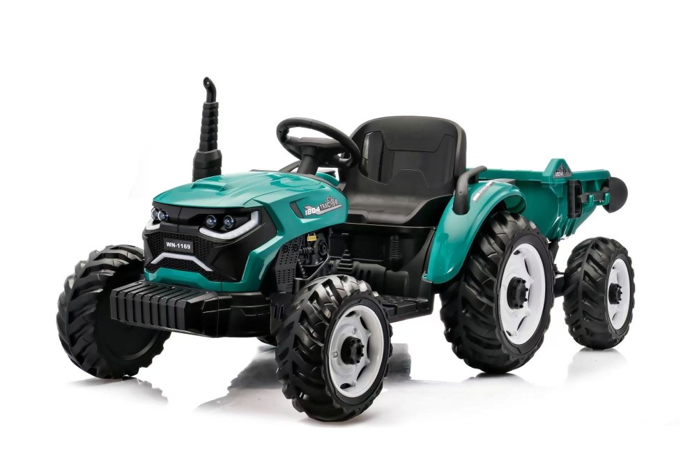Tractoras electric pentru copii, Kinderauto 1804 90W 12V 10Ah cu remorca basculabila, culoare verde [9]