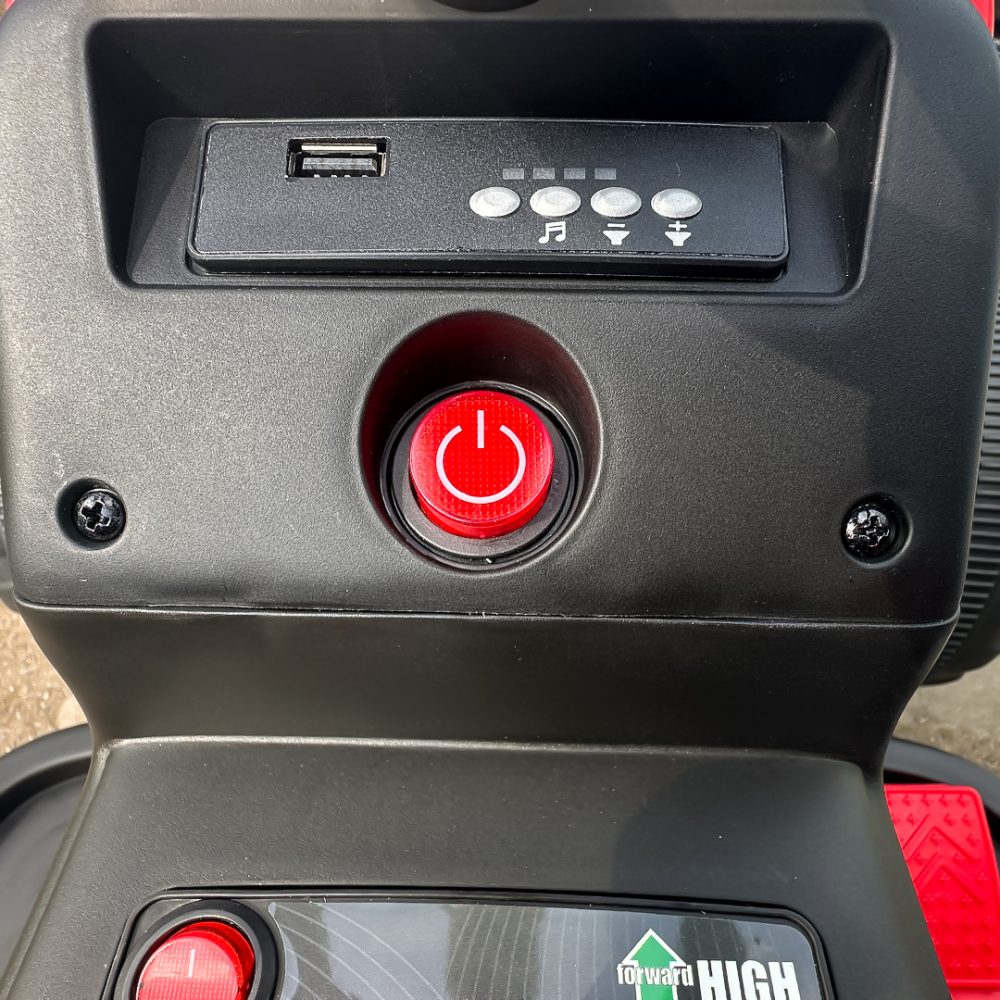 Tractoras electric Kinderauto BJ-611 60W 12V cu remorca si telecomanda #Rosu [12]