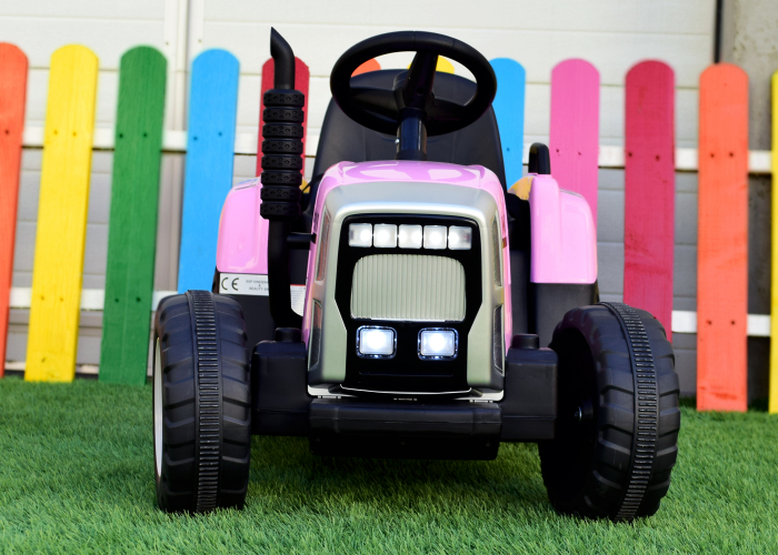 Tractoras electric Kinderauto BJ-611 60W 12V cu remorca si telecomanda #Roz [5]