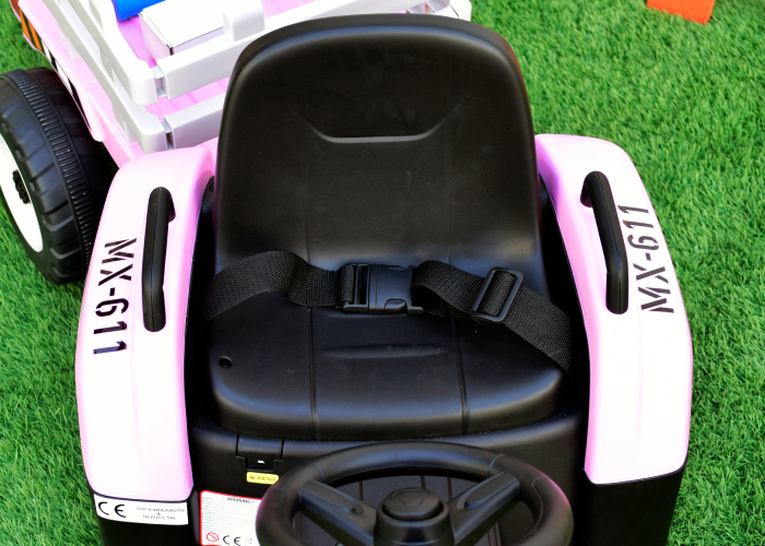 Tractoras electric Kinderauto BJ-611 60W 12V cu remorca si telecomanda #Roz [9]