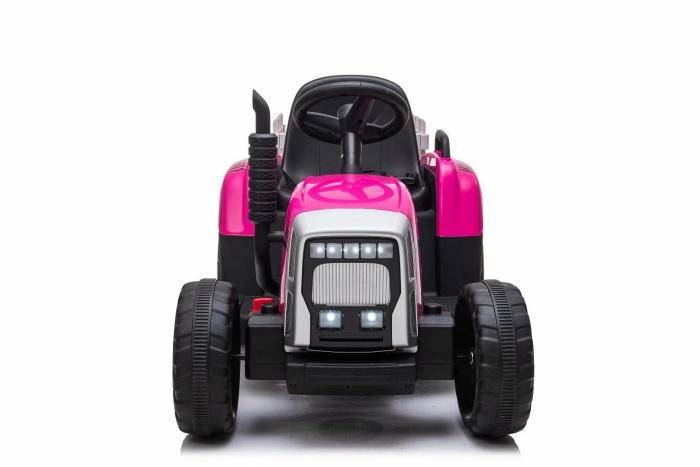 Tractoras electric Kinderauto BJ611 60W 12V cu remorca si telecomanda #Red Rose [12]