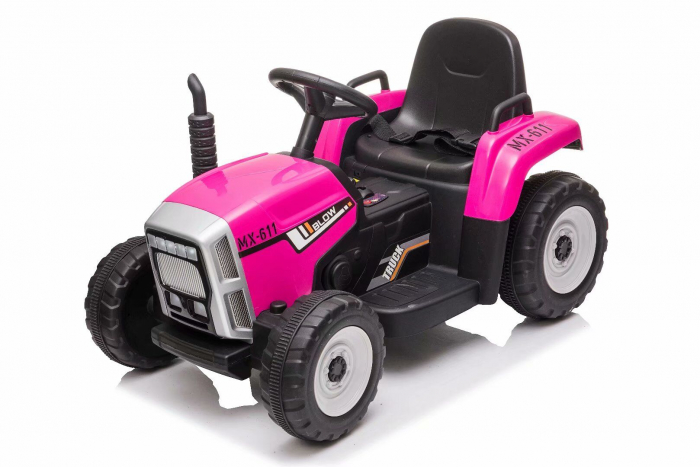 Tractoras electric Kinderauto BJ611 60W 12V cu remorca si telecomanda #Red Rose [18]