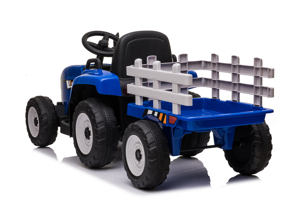 Tractoras electric pentru copii, Kinderauto BJ-611, 70W, 12V, echipare, PREMIUM cu remorca si telecomanda, albastru [18]