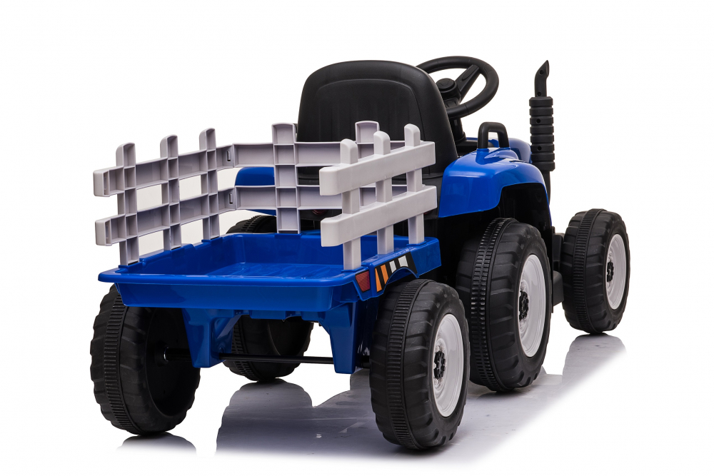 Tractoras electric pentru copii, Kinderauto BJ-611, 70W, 12V, echipare, PREMIUM cu remorca si telecomanda, albastru [17]