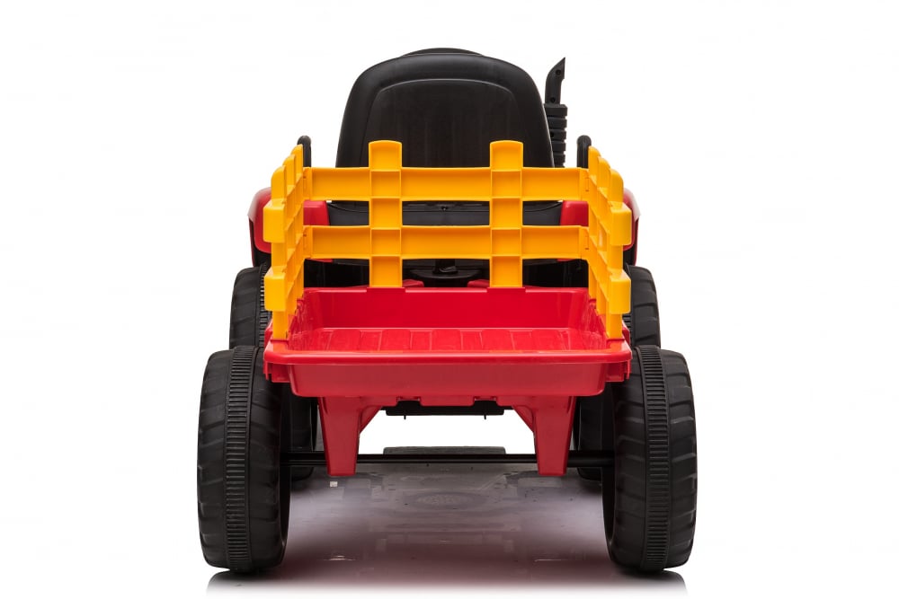 Tractoras electric Kinderauto BJ-611, 70W, 12V PREMIUM cu remorca si telecomanda #Rosu [5]