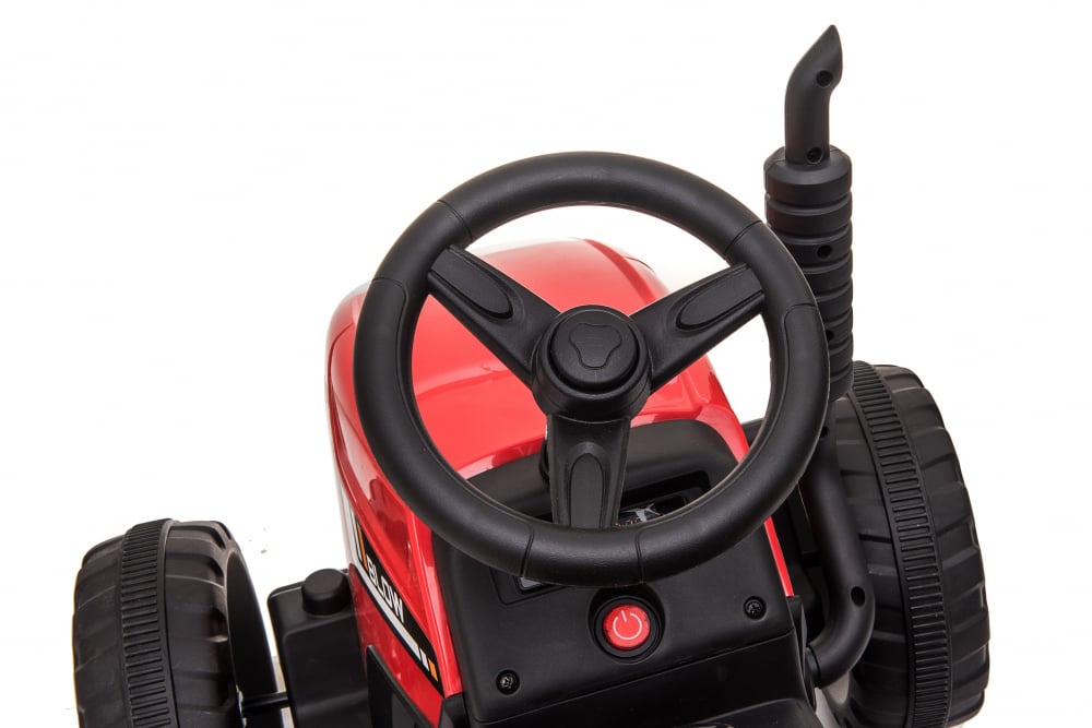 Tractoras electric Kinderauto BJ-611, 70W, 12V PREMIUM cu remorca si telecomanda #Rosu [3]