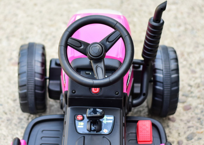 Tractoras electric Kinderauto BJ611 60W 12V cu remorca si telecomanda #Red Rose [8]