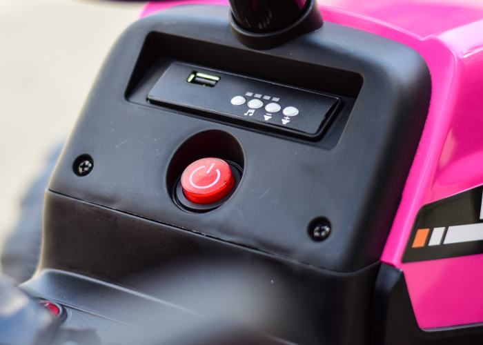 Tractoras electric Kinderauto BJ611 60W 12V cu remorca si telecomanda #Red Rose [10]