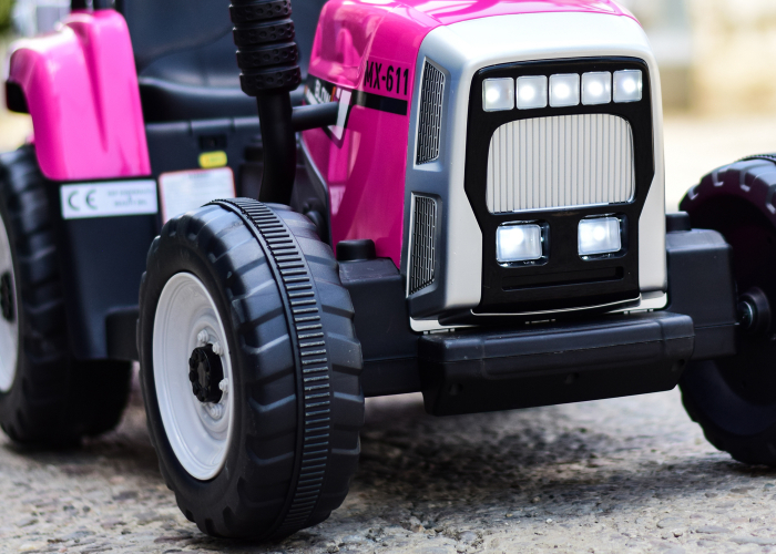 Tractoras electric Kinderauto BJ611 60W 12V cu remorca si telecomanda #Red Rose [7]