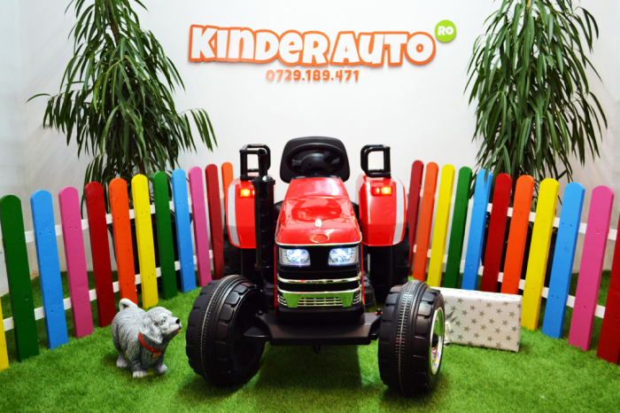 Tractoras electric pentru copii 2-9 ani Kinderauto HL-2788, 90W, 12V, cu telecomanda control parental, STANDARD #Rosu [3]