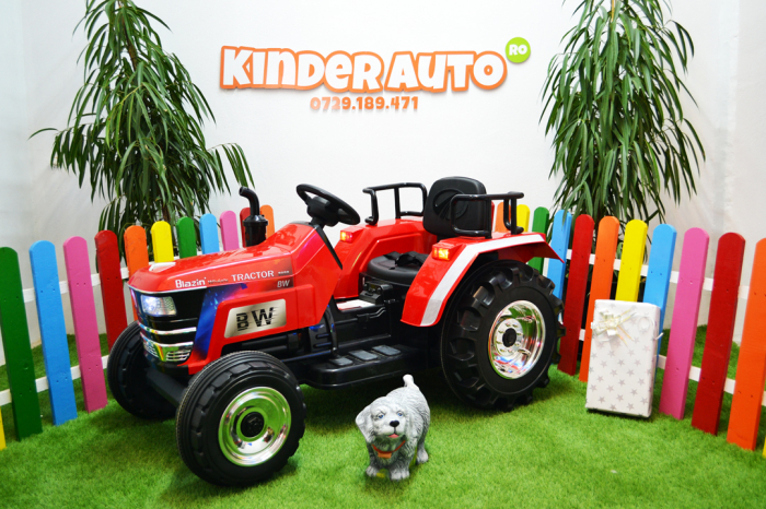 Tractoras electric pentru copii 2-9 ani Kinderauto HL-2788, 90W, 12V, cu telecomanda control parental, STANDARD #Rosu [2]