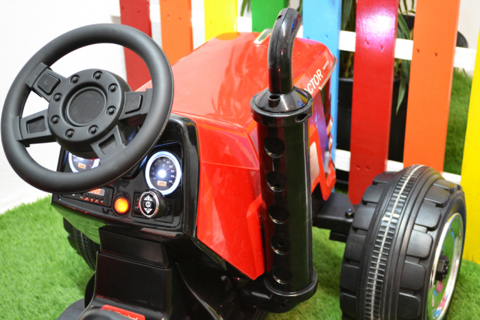 Tractoras electric pentru copii 2-9 ani Kinderauto HL-2788, 90W, 12V, cu telecomanda control parental, STANDARD #Rosu [8]