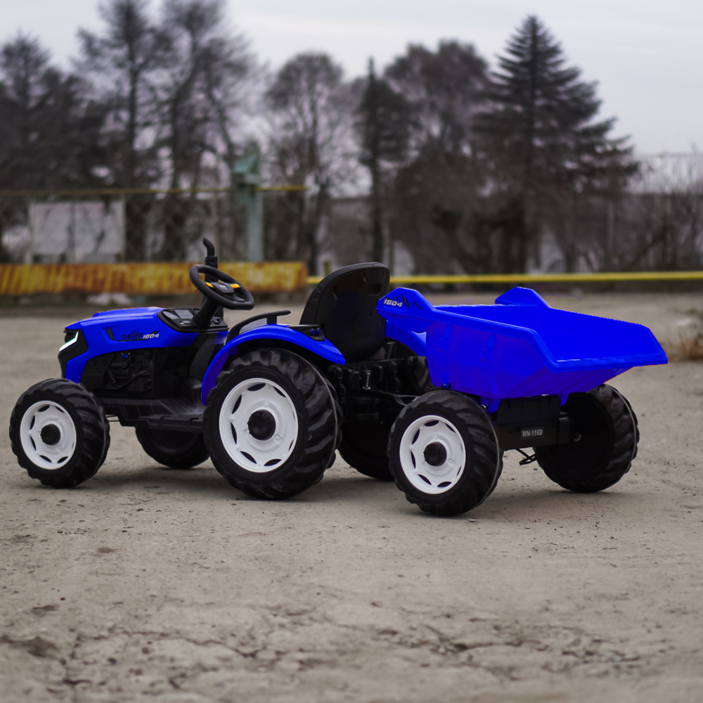 Tractoras electric pentru copii, Kinderauto 1804, 90W, 12V 10Ah, cu remorca basculabila, albastru [7]