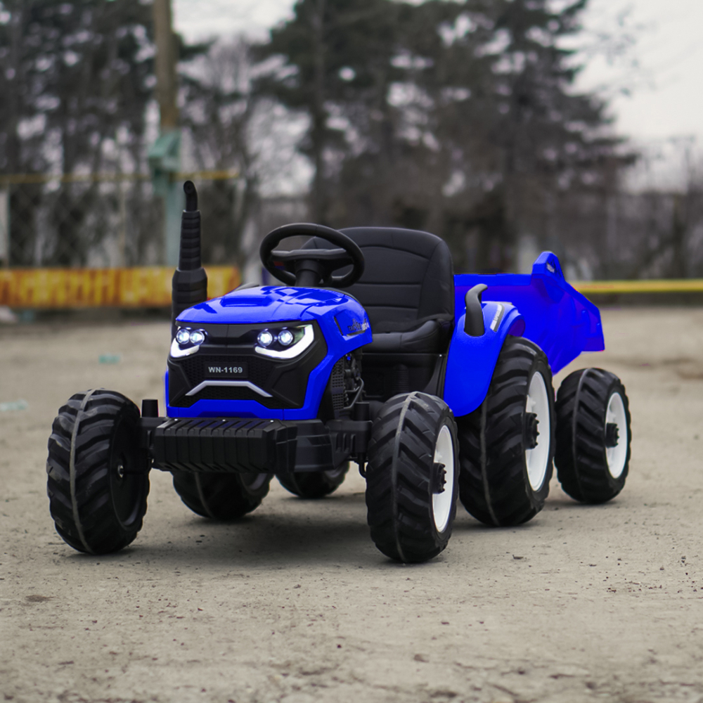Tractoras electric pentru copii, Kinderauto 1804, 90W, 12V 10Ah, cu remorca basculabila, albastru [4]