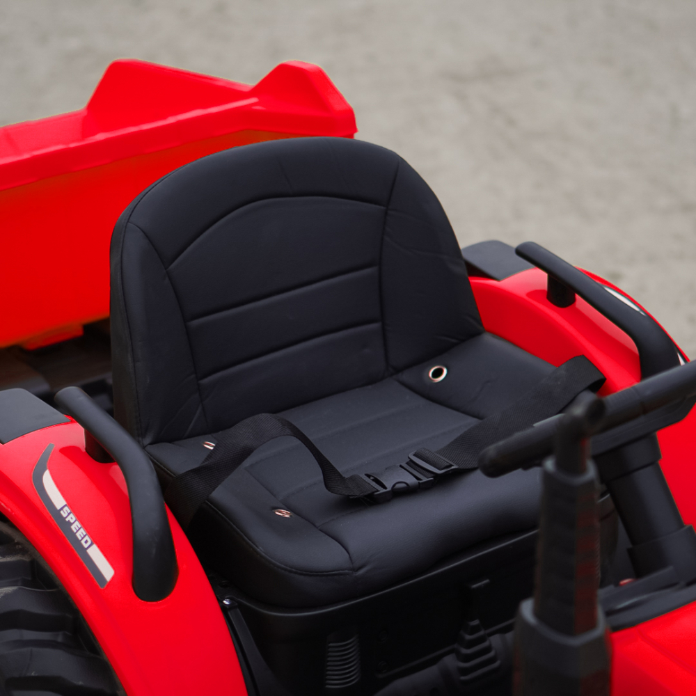 Tractoras electric pentru copii, Kinderauto 1804, 90W, 12V 10Ah, cu remorca basculabila, rosie [9]