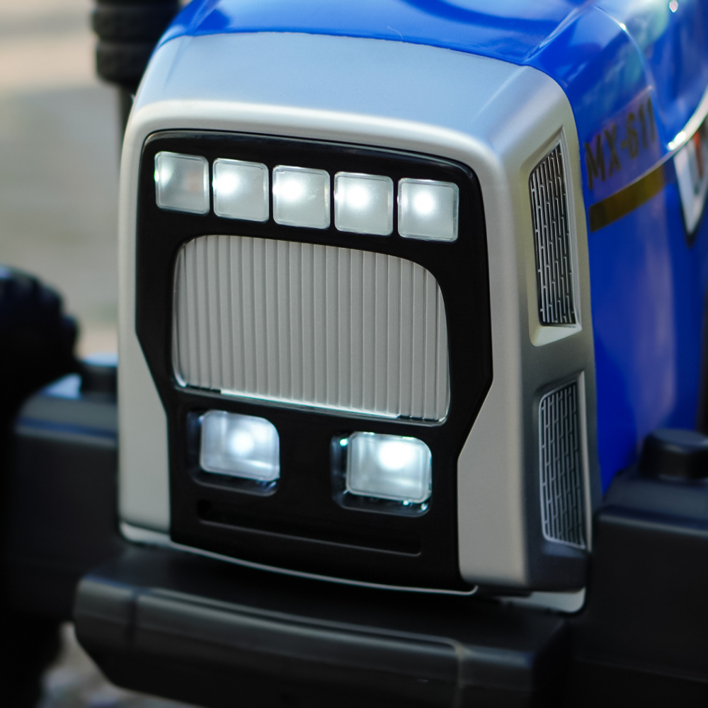 Tractoras electric pentru copii, Kinderauto BJ-611, 70W, 12V, echipare, PREMIUM cu remorca si telecomanda, albastru [12]