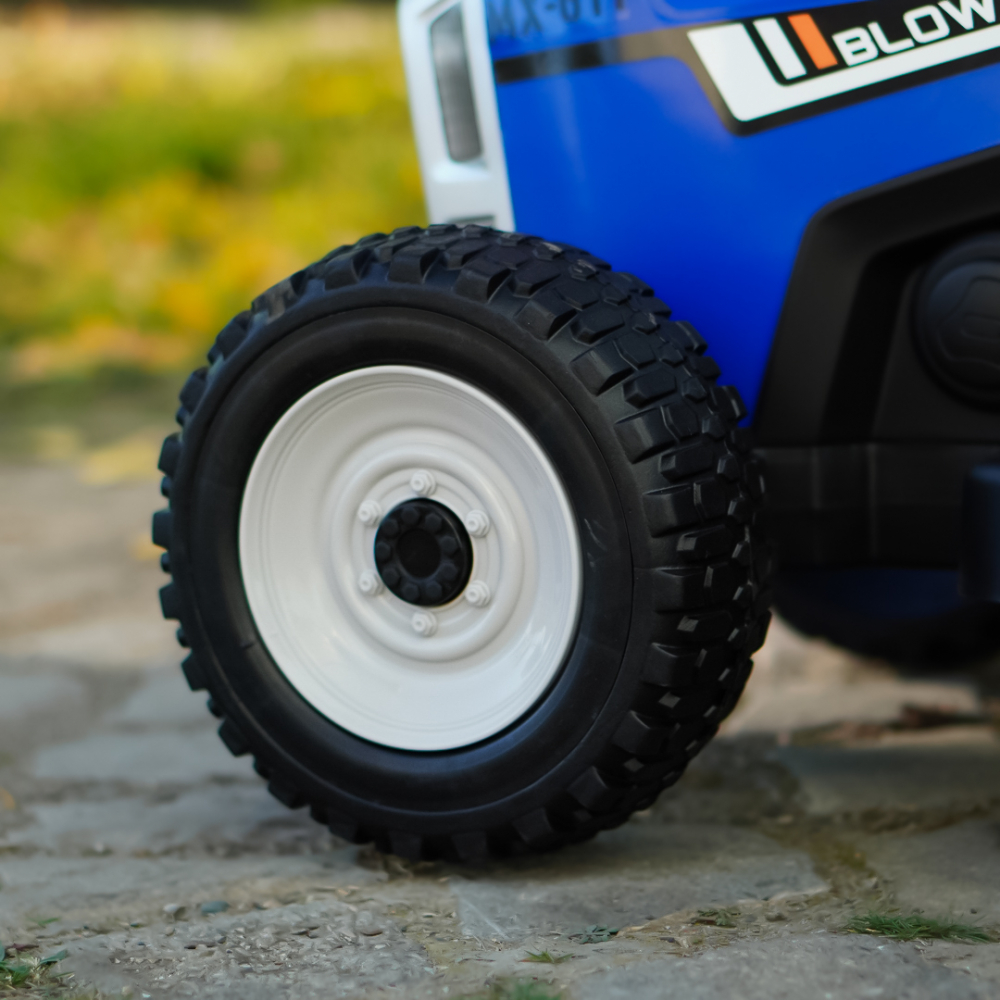 Tractoras electric pentru copii, Kinderauto BJ-611, 70W, 12V, echipare, PREMIUM cu remorca si telecomanda, albastru [13]
