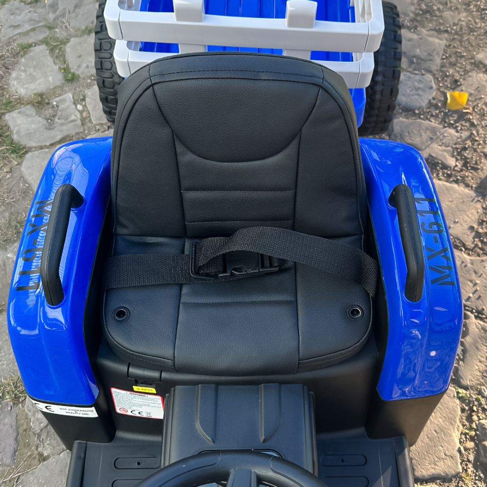 Tractoras electric pentru copii, Kinderauto BJ-611, 70W, 12V, echipare, PREMIUM cu remorca si telecomanda, albastru [10]