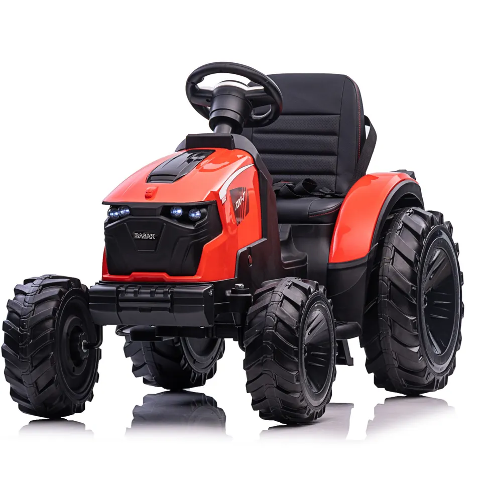 Tractoras electric + remorca Kinderauto 720-T 90W 12V cu roti moi, culoare Rosie [3]