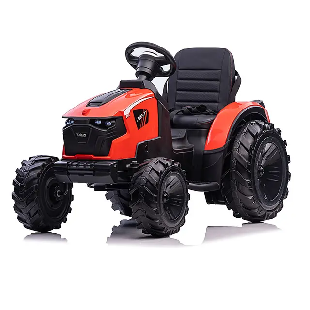 Tractoras electric + remorca Kinderauto 720-T 90W 12V cu roti moi, culoare Rosie [4]