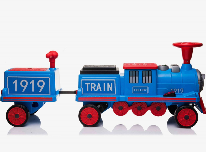 Trenulet electric albastru SX1919 cu extra vagon, baterie 12V, putere 180W, cu music player si 3 locuri pentru 3 copii. [6]
