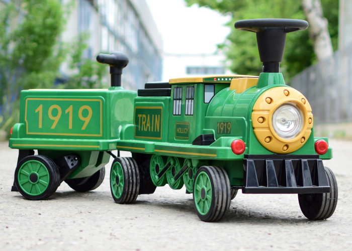 Trenulet electric pentru copii cu vagon suplimentar model SX1919, verde [3]