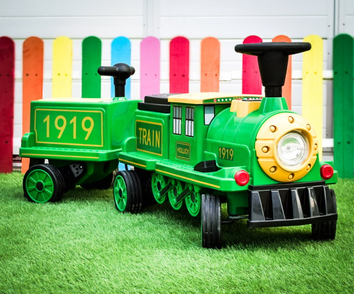 Trenulet electric pentru copii cu vagon suplimentar model SX1919, verde [2]