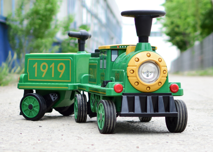 Trenulet electric pentru copii cu vagon suplimentar model SX1919, verde [2]