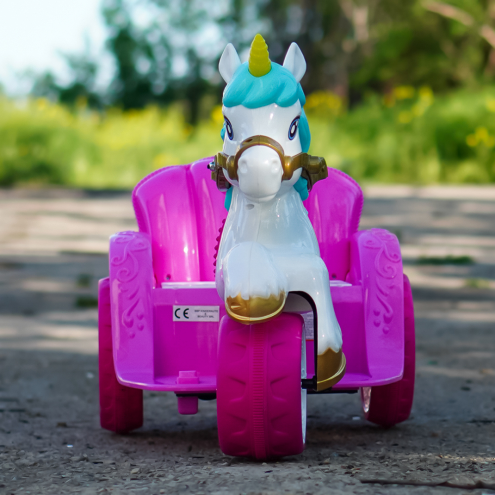 Tricicleta pentru copii, trasura regala pentru printese, Kinderauto Fairy tales 35W 6V, culoare Roz [9]
