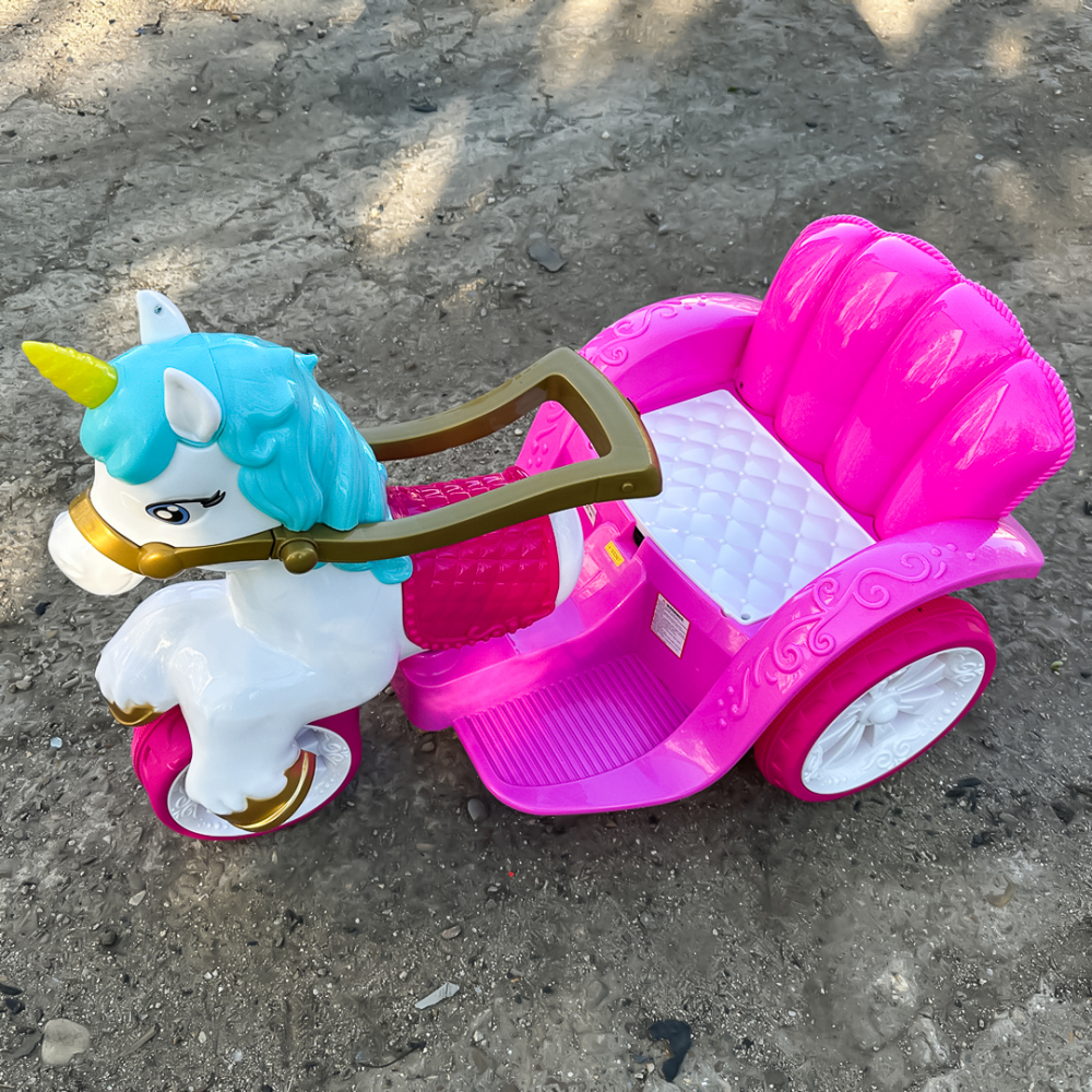 Tricicleta pentru copii, trasura regala pentru printese, Kinderauto Fairy tales 35W 6V, culoare Roz [12]