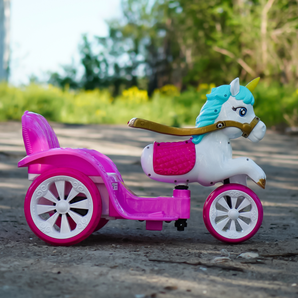 Tricicleta pentru copii, trasura regala pentru printese, Kinderauto Fairy tales 35W 6V, culoare Roz [7]