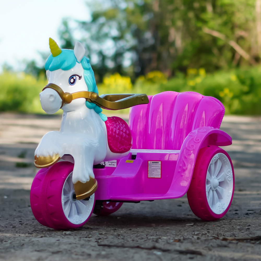 Tricicleta pentru copii, trasura regala pentru printese, Kinderauto Fairy tales 35W 6V, culoare Roz [2]