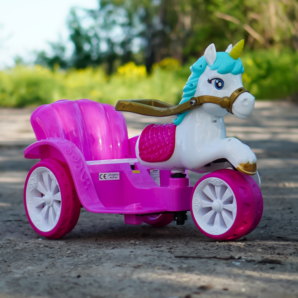 Tricicleta pentru copii, trasura regala pentru printese, Kinderauto Fairy tales 35W 6V, culoare Roz [8]