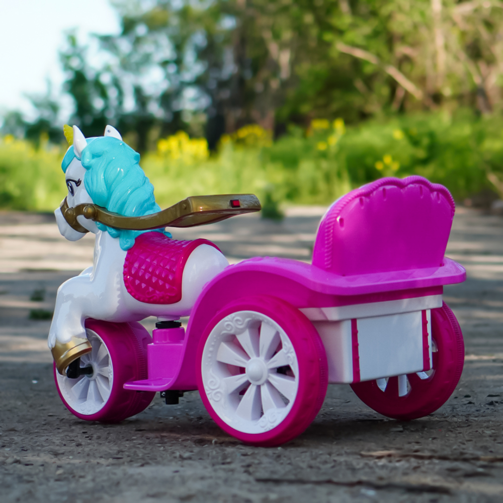 Tricicleta pentru copii, trasura regala pentru printese, Kinderauto Fairy tales 35W 6V, culoare Roz [4]