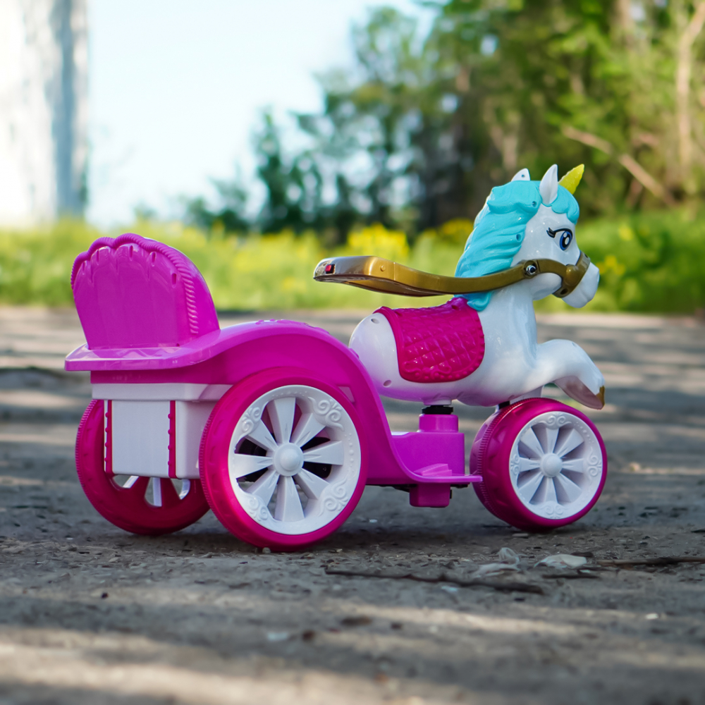 Tricicleta pentru copii, trasura regala pentru printese, Kinderauto Fairy tales 35W 6V, culoare Roz [6]