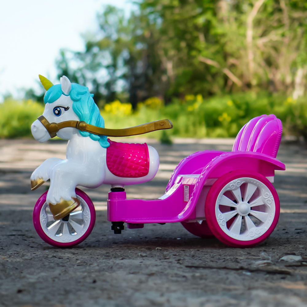 Tricicleta pentru copii, trasura regala pentru printese, Kinderauto Fairy tales 35W 6V, culoare Roz [3]