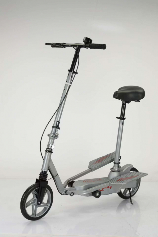 Trotineta Kinderauto Pegasus, cu pedale si scaun, reglabila si pliabila, sistem amortizare si franare, roti cauciuc pline, gri [5]