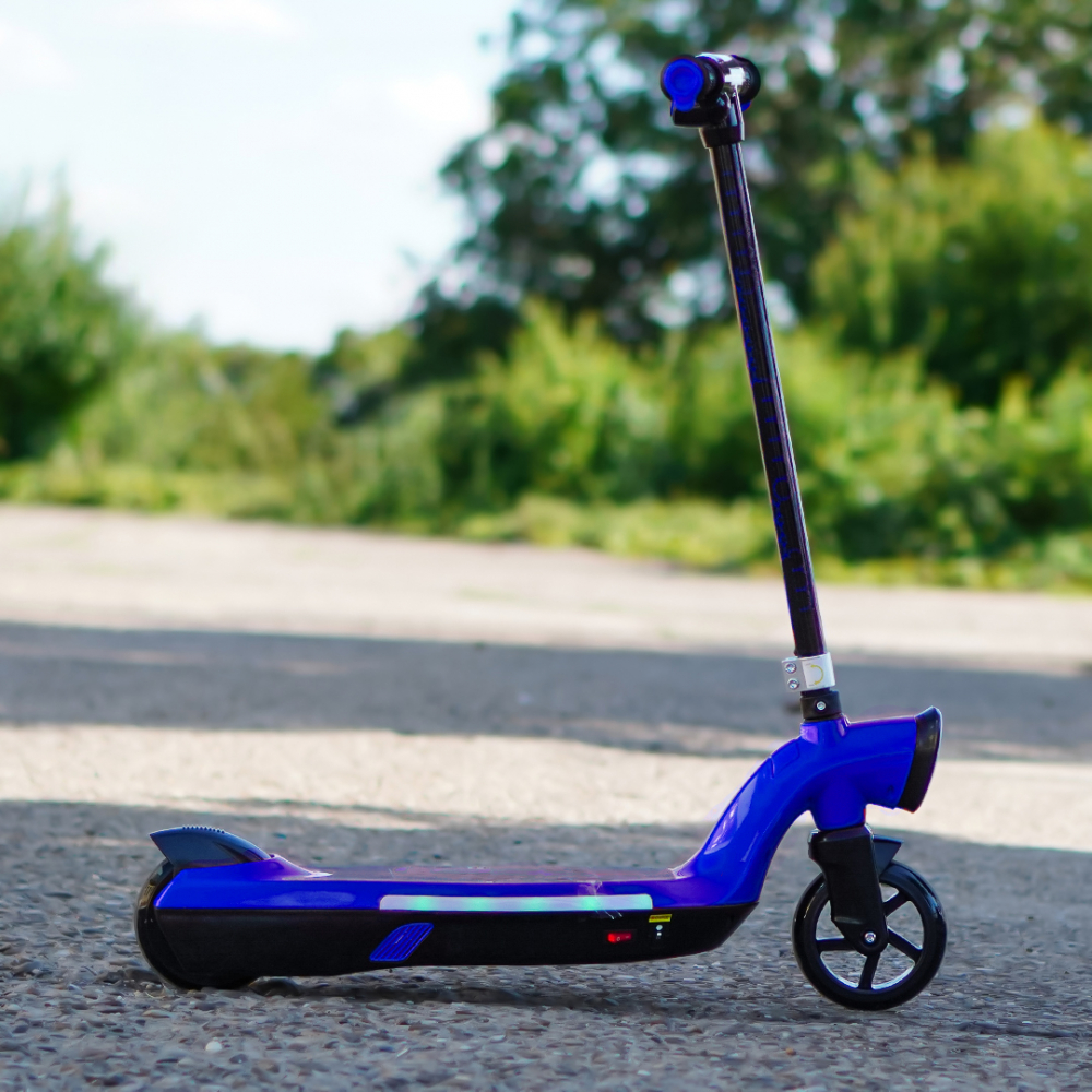 Trotineta electrica pentru copii Kinderauto BJKL168, 45W, 12V 7Ah, lumini ambientale, roti moi, albastra [3]