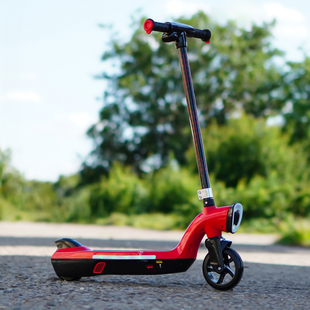 Trotineta electrica pentru copii Kinderauto BJKL168, 45W, 12V 7Ah, lumini ambientale, roti moi, rosie [2]