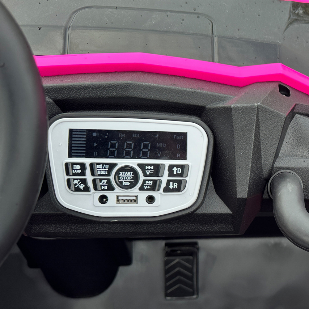 UTV electric 4x4, pentru 2 copii, Kinderauto RZR2000 180W 12V PREMIUM, roz [15]