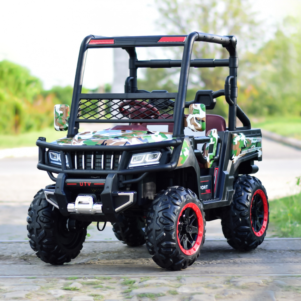 UTV electric 4x4, pentru 2 copii, Kinderauto Super-Carrier 140W 12V Premium, culoare Verde Camuflaj [4]