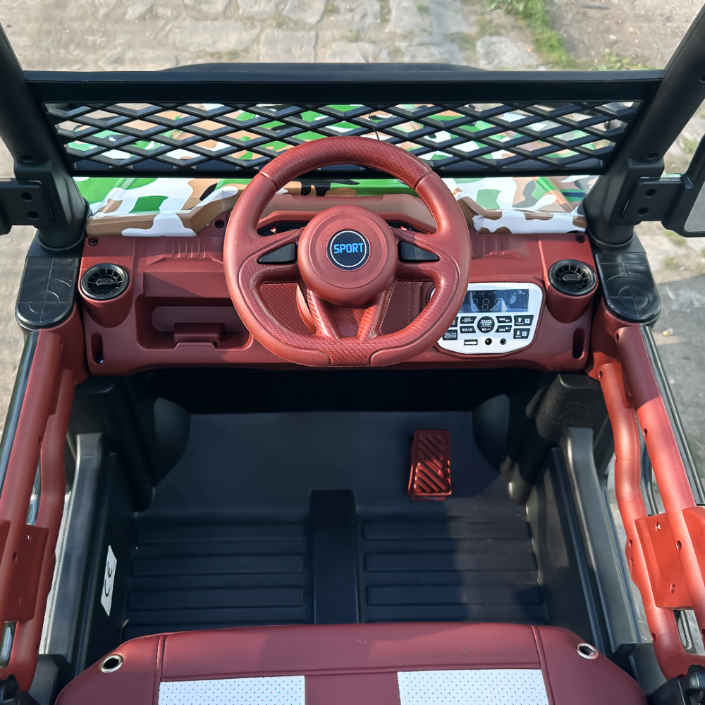 UTV electric 4x4, pentru 2 copii, Kinderauto Super-Carrier 140W 12V Premium, culoare Verde Camuflaj [11]