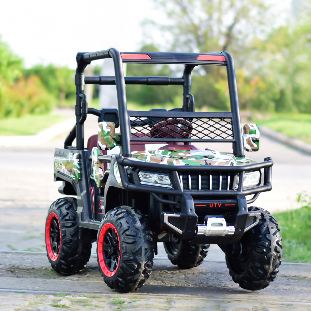 UTV electric 4x4, pentru 2 copii, Kinderauto Super-Carrier 140W 12V Premium, culoare Verde Camuflaj [2]