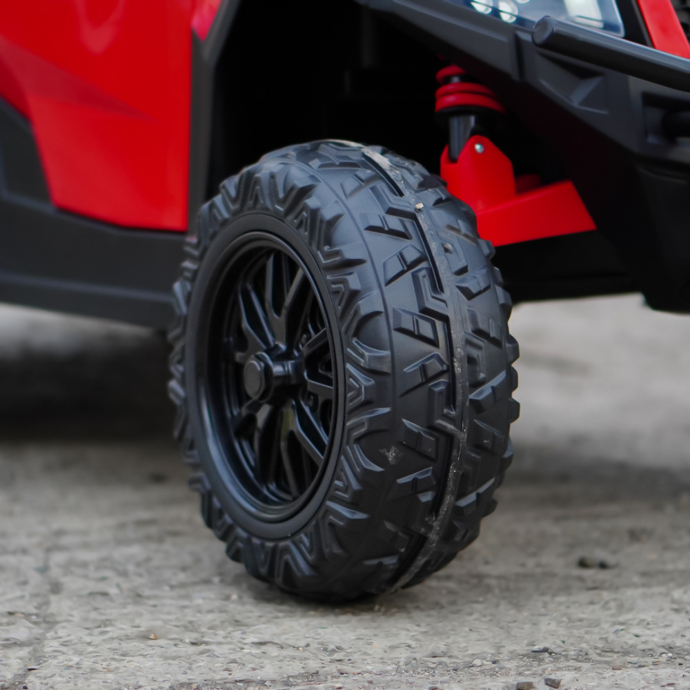 UTV electric Kinderauto Gladiator pentru 2 copii, bluetooth, roti moi EVA, scaun tapitat, 180W, 12V, premium, rosu [12]