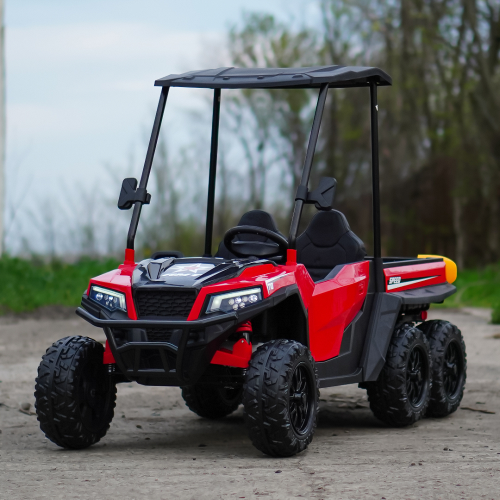 UTV electric Kinderauto Gladiator pentru 2 copii, bluetooth, roti moi EVA, scaun tapitat, 180W, 12V, premium, rosu [4]
