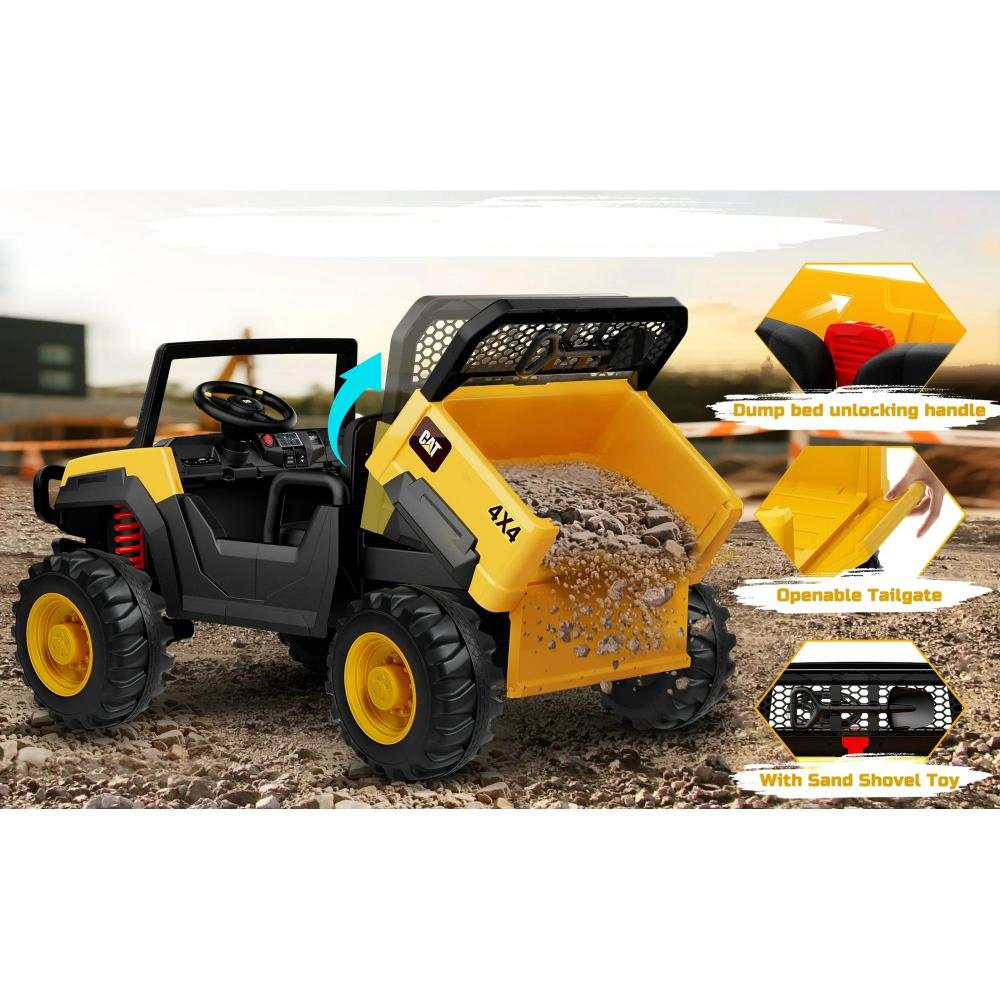 UTV electric pentru 2 copii Caterpilar CAT 90W 12V 10Ah, standard, culoare Galben [3]