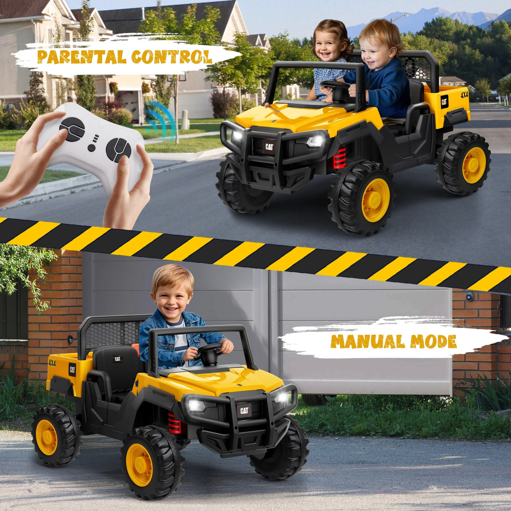 UTV electric pentru 2 copii Caterpilar CAT 90W 12V 10Ah, standard, culoare Galben [6]