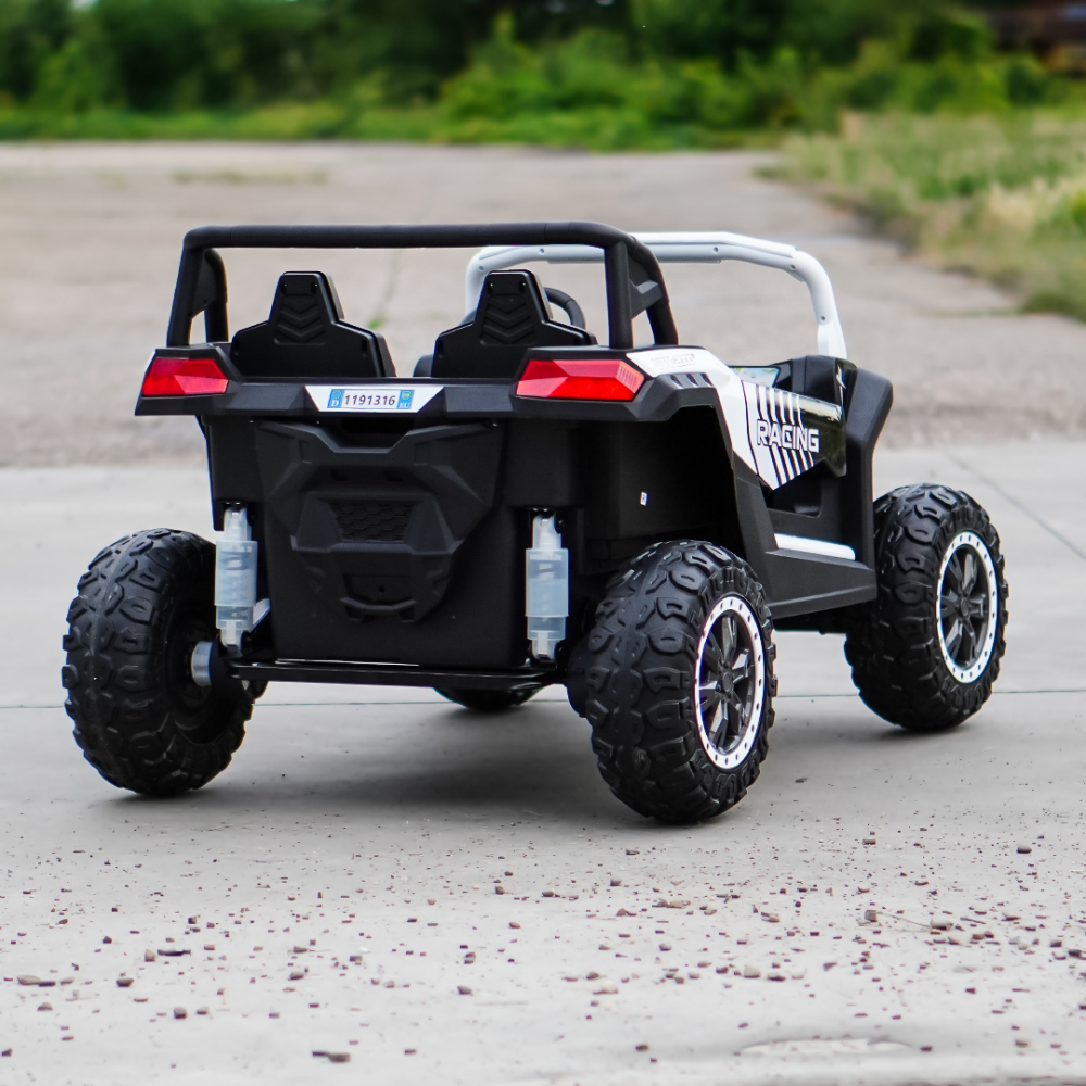 UTV electric pentru 2 copii intre 3-11 ani, Racing 300W 4x4 24V 7ah cu ROTI MOI #Alb [10]