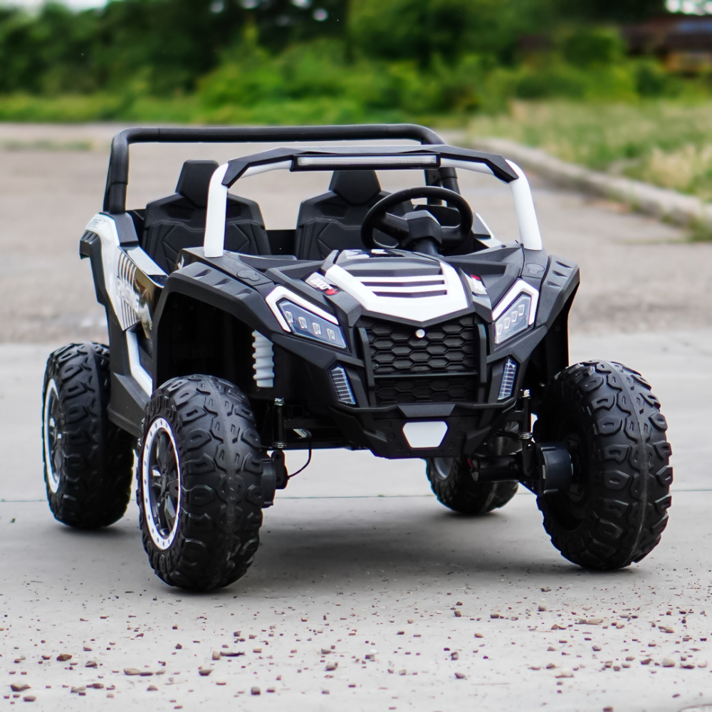 UTV electric pentru 2 copii intre 3-11 ani, Racing 300W 4x4 24V 7ah cu ROTI MOI #Alb [2]